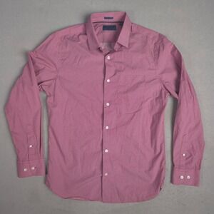 FAIRLINE Men's Slim Fit Pink Micro Dot Long Sleeve Button Down Shirt Size M